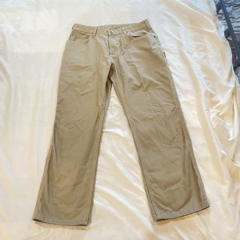 Carhartt Womens SZ 12/28 Carpenter‎ Work Pants Tan Workwear Canvas Cotton EUC